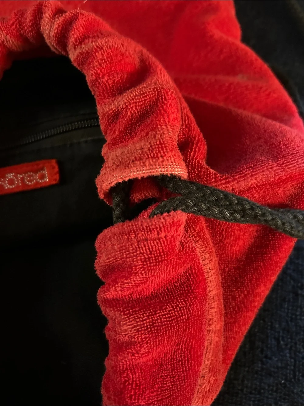 Ecko Unlimited Red Terry Lined Drawstring Backpack w Embroidered White Rhino